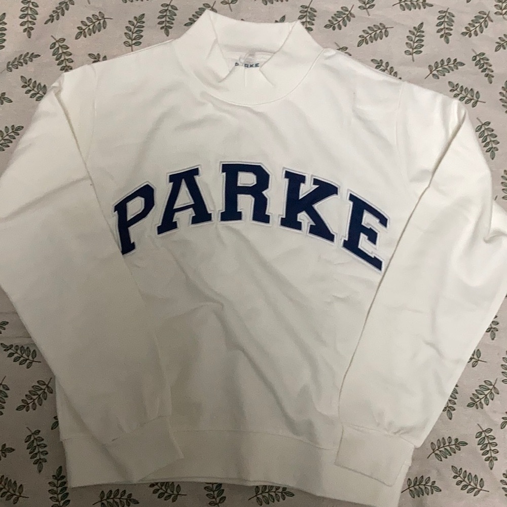 Retro collegiate mock neck sweatshirt by parke size Large/X Large
